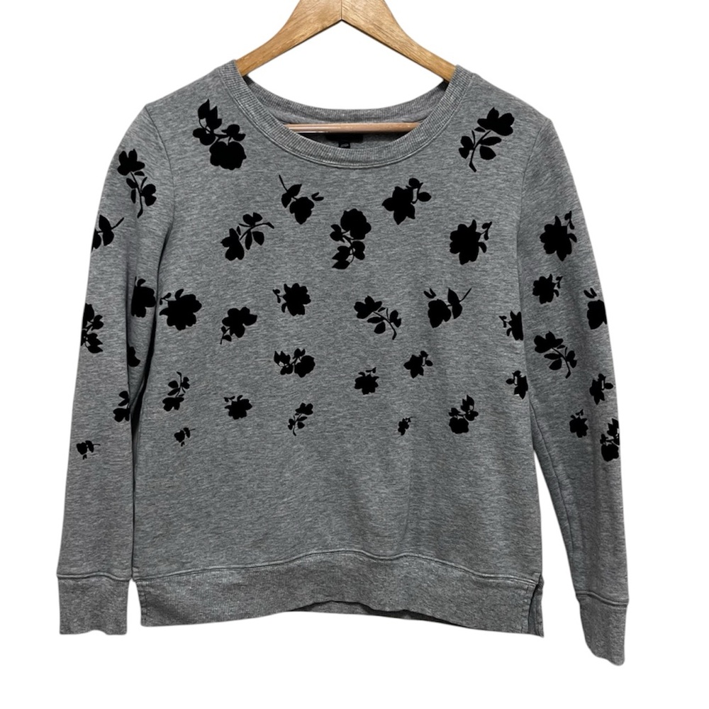 TALBOTS Velvet Flocked Floral Modal Blend Crewneck Sweater Size XS